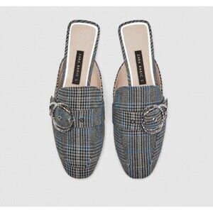 NWT Zara Fabric Mule Slides Buckle Sz 6.5